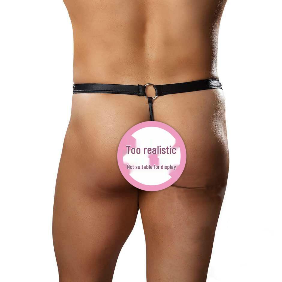 European & American Sexy Men's Patent Leather Lingerie - Three-Piece Set