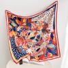Fashionable and Gorgeous Printed Silk Scarf Women's Contrast Color Silky Simulation Silk Large Scarf Shawl