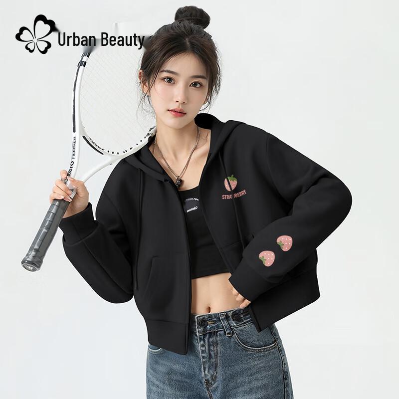 

Женская универсальная укороченная толстовка с капюшоном на молнии L