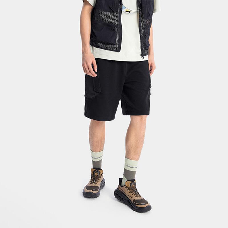 Li Ning CF Stretch Solid Color Multi-Pocket Cargo Shorts Men shorts Black AKSV239-1