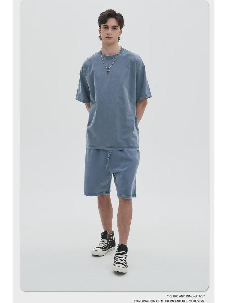 ARTIE Unisex 2025 Sommerkollektion: Gewaschene & Distressed Gefärbte Weiße Shorts & Kurzarm-Anzug