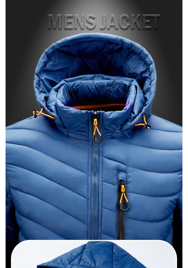 Men's Hooded Lightweight Cotton Jacket - Detachable Plus Size Casual Outerwear for Autumn/Winter