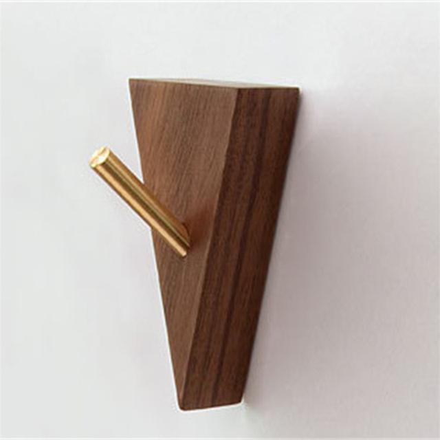 Dreieckige Haken aus massivem Messingholz, Mehrzweck-Schlüsselhalter, Dekoration, Wandgarderobe, Tür, Kleideraufbewahrung, Home Organizer