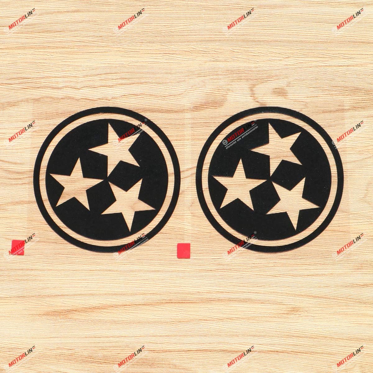 

Tennessee State Flag 3 Stars Decal Sticker Vinyl American Round - 2 Pack Black, 4 Inches - No Background for Car Boat Laptop
