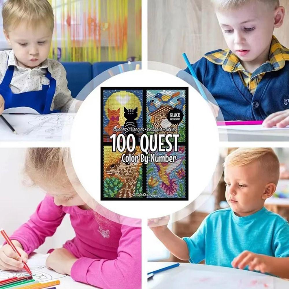 Educational Paint By Numbers Paper Drawing Learning Book Art Color Filling Toy