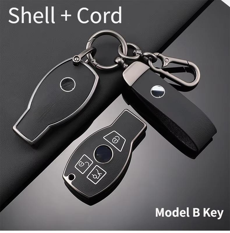For Mercedes-Benz TPU Car Key Cover E-Class/Class E300L/C260L/A200L Car Key Decorative Leather Pattern All-Pack Protective Case