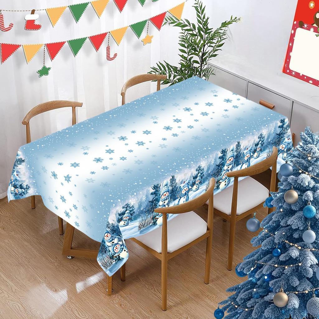 Blue Winter Wonderland Plastic Tablecloth Christmas Decoration For Home  Xmas Table Cover Navidad Noel Decor New Year