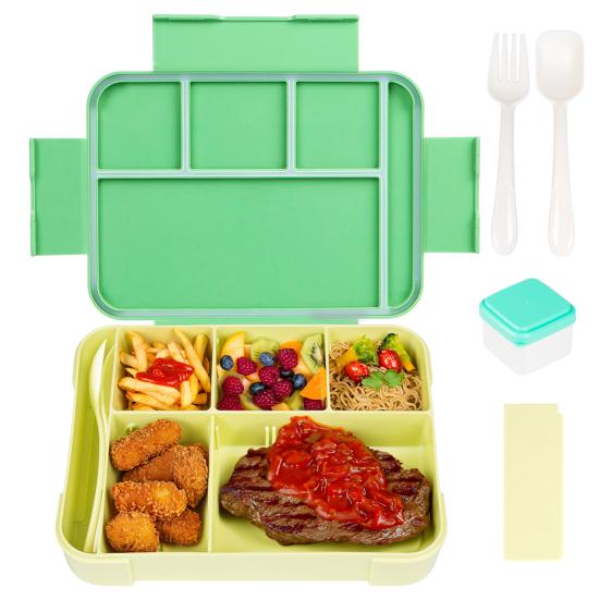 Yousheng Lunch Box with Fork Spoon Split Bento Box Leak-proof Food Container BPA-Free Meal Prep Container for School Office