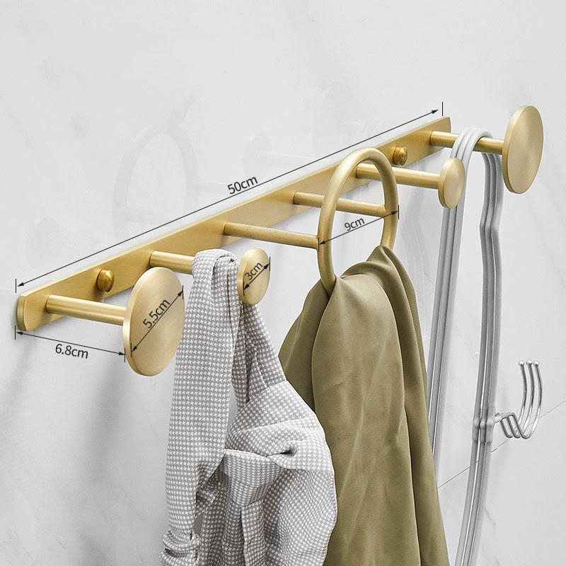 Gun Gray Creative Bathroom Coat Rack Hooks Wall-mounted Brushed Gold Brass Bedroom Circle Hanger Bathroom Accessories Chrome