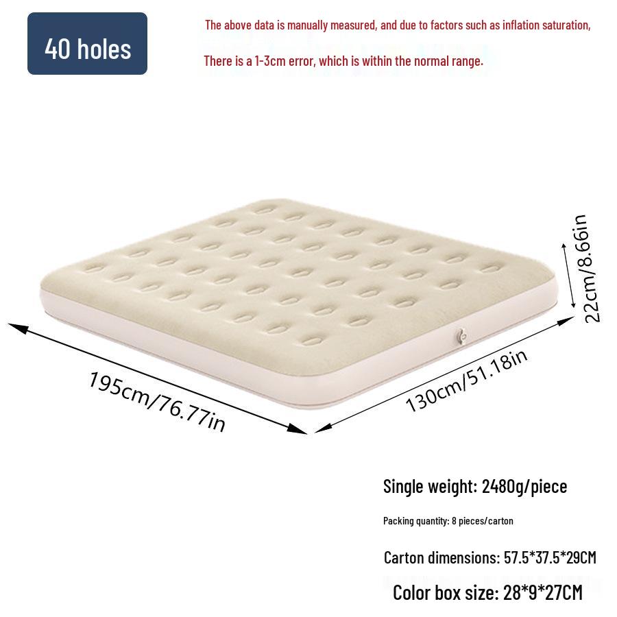 Single Outdoor/Indoor Inflatable Camping Mattress with Flocking