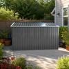 Metal Garden Shed 10x8 ft with Apex Roof in Grey as Outdoor Storage. The shed is equipped with an integrated floor frame. Floor area: 7.46 m².