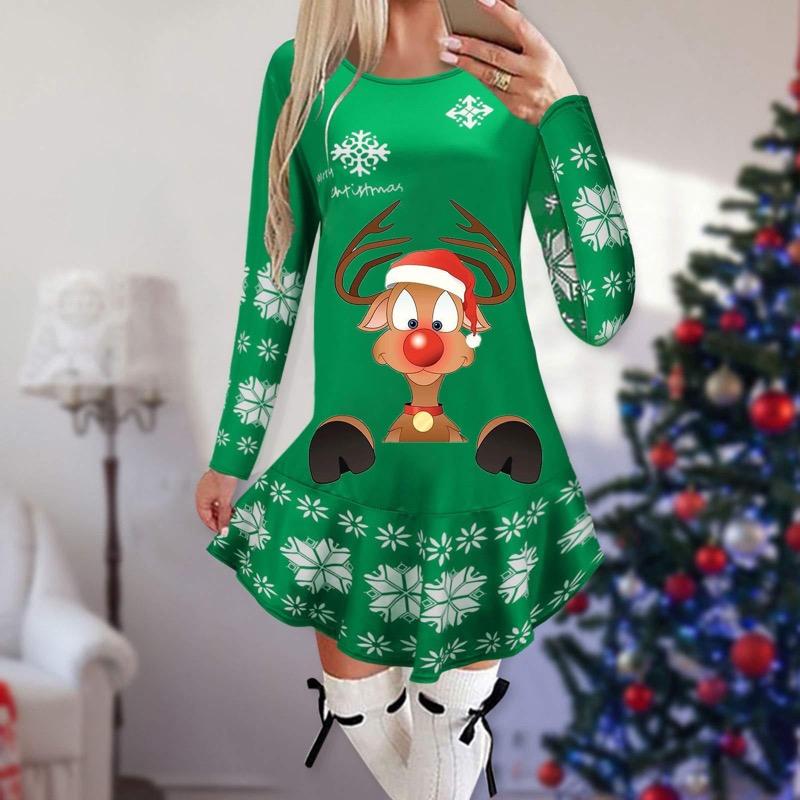 Women's Christmas Printed Dress Base Shirt