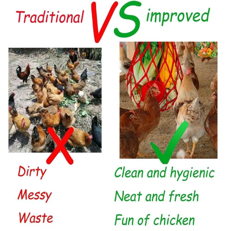 Hanging Chicken Feeding Net Bag Feeder Bag For Poultry Use Nylon Feeder Bag Automatic Feeder For Farm Vegetable Holder