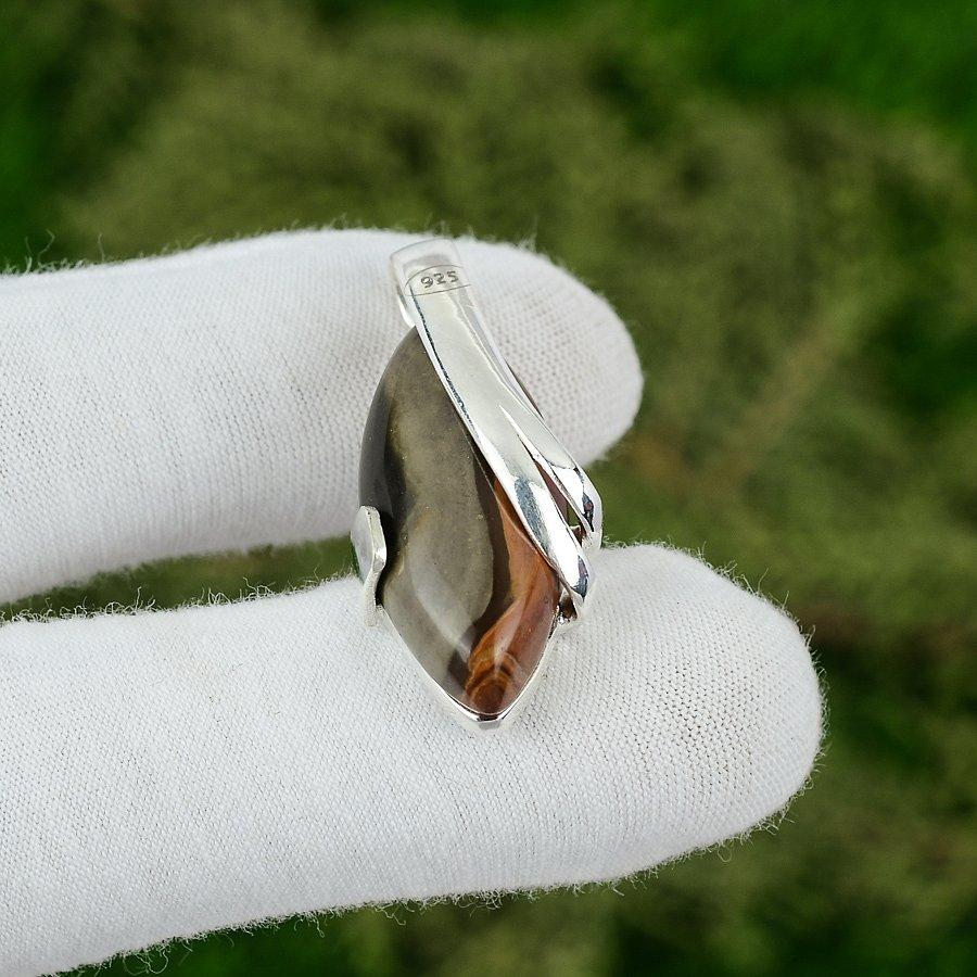 

Friendship Day Sale Marquise Polychrome Jasper Gemstone Boho Pendant 925 Silver