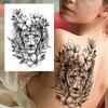Sexy Tiger Flower Temporary Tattoo For Women Girl Skull Leopard Lion Tattoos Sticker Black Fake Tribal Animal Large Wasit Tattos