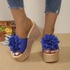 Thick-soled large flower muffin and slippers women's 2024 summer new high-heeled wedge heel large-size women's slippers