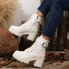 Fashionable Comfortable New Wear-resistant and Non Slip Women's Boots Winter Round Toe Lace Up Zipper Casual Mid-tube Boots