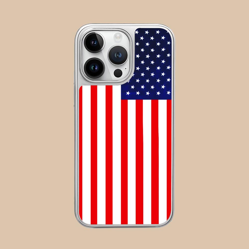 USA America Flag Silver Plating Mobile Phone Case for iPhone 17 16 15 14 13 12 11 Air Pro Max Plus Colorful Cover