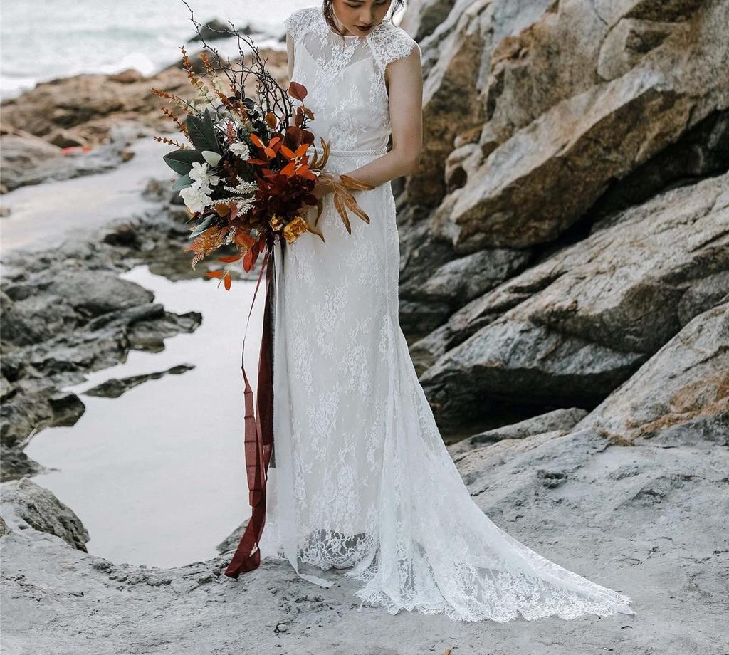 Lace Wedding Dinner Long Stylish and Empire Overseas [Fiveen] Pre-wedding Dress, One-piece, Dress, Simple, Wedding, After-party, Bride, Party,