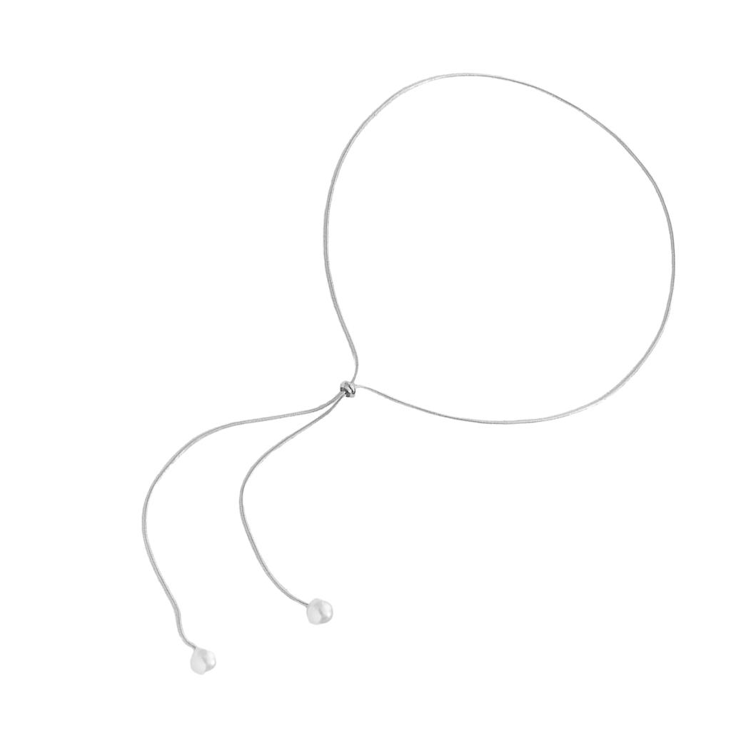 Elegant Pearls Tassel Choker Necklace Alluring Pearls Lariat Necklace Unique Neck Jewelry for a Chic and Modern Appeal