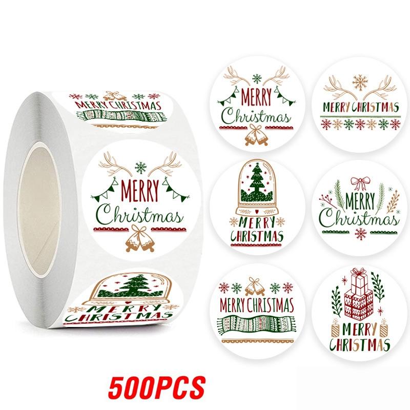 100-500Pcs High-Quality Merry High-Quality Christmas High-Quality Gift High-Quality Decorative High-Quality Stickers High-Quality Round High-Quality
