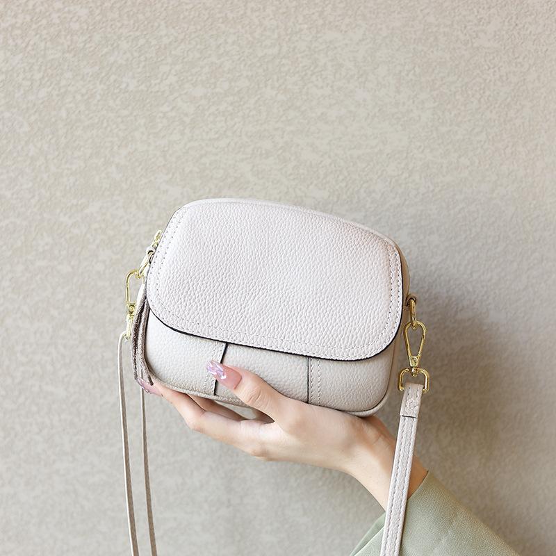 Women's bag, genuine leather mini shoulder bag, new fashionable versatile cowhide messenger bag, bag can be printed with logo to change size