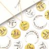 10pcs/lot Retro Alloy Pendant Double-sided Engraved Letters Round Moon Shaped Necklace Pendant DIY Handmade Fashion Jewelry Gift