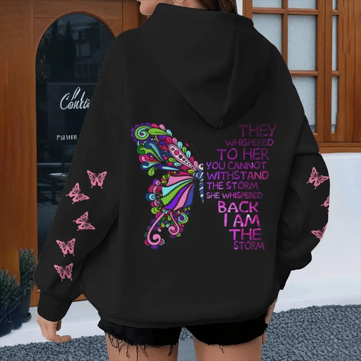 

Color Butterfly Women s Men s New Spring Autumn Fashion Hoodies Vintage Butterfly Long Sleeve Outdoor Street Tops Hoody 4XL чёрный