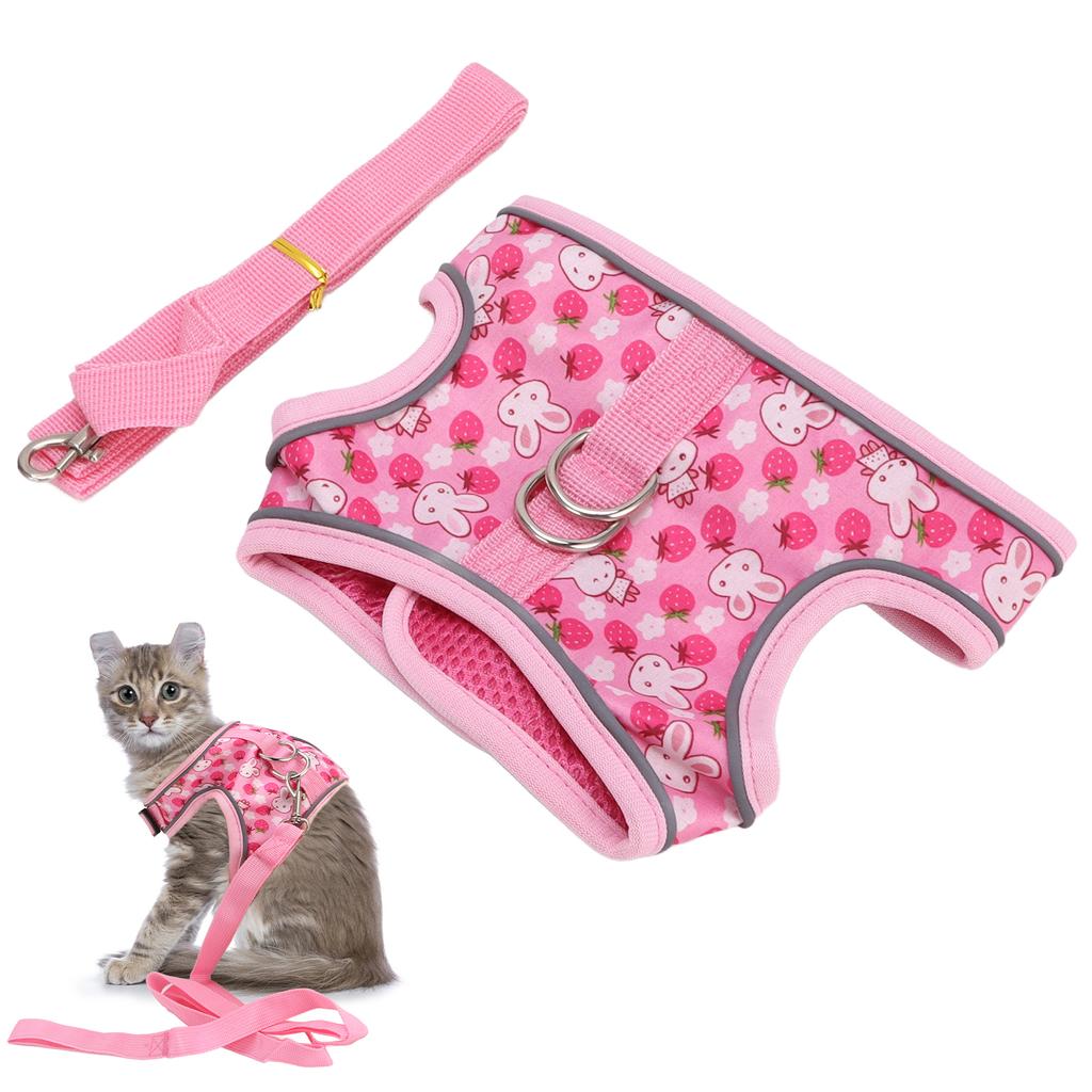 Reflective Adjustable Pet Vest with Rope Hook&Loop Design Chest Protector Bowknot Cat Vest(L )