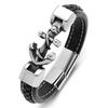 Punk Herren Armbänder Edelstahl Anker Armbänder Armreifen Geflochtene Lederseil Armbänder Für Damen Herren Geschenke