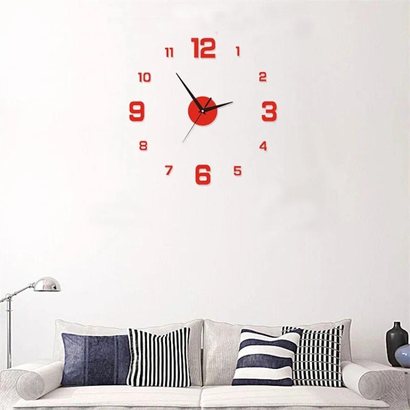 Modern Design Wall Clock 2D Diy Quartz Clock Fashion Watch Acrylic Mirror Stickers Living Room Home Decoration Wall Decor