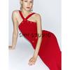 Metal Decoration Shaping Elastic Hanging Collar Jumpsuit 5584160 High Waist Mid-Length Midi Dress 5584161
