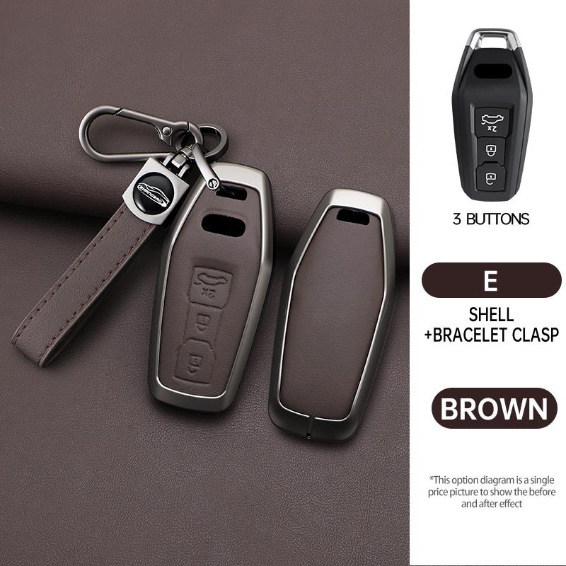 Metal Leather Car Key Case Cover for A3 A5 A5L 2025 Q5 Q6 Q6L A6 A6L 2025 Keychain Remote Protection Bag Shell