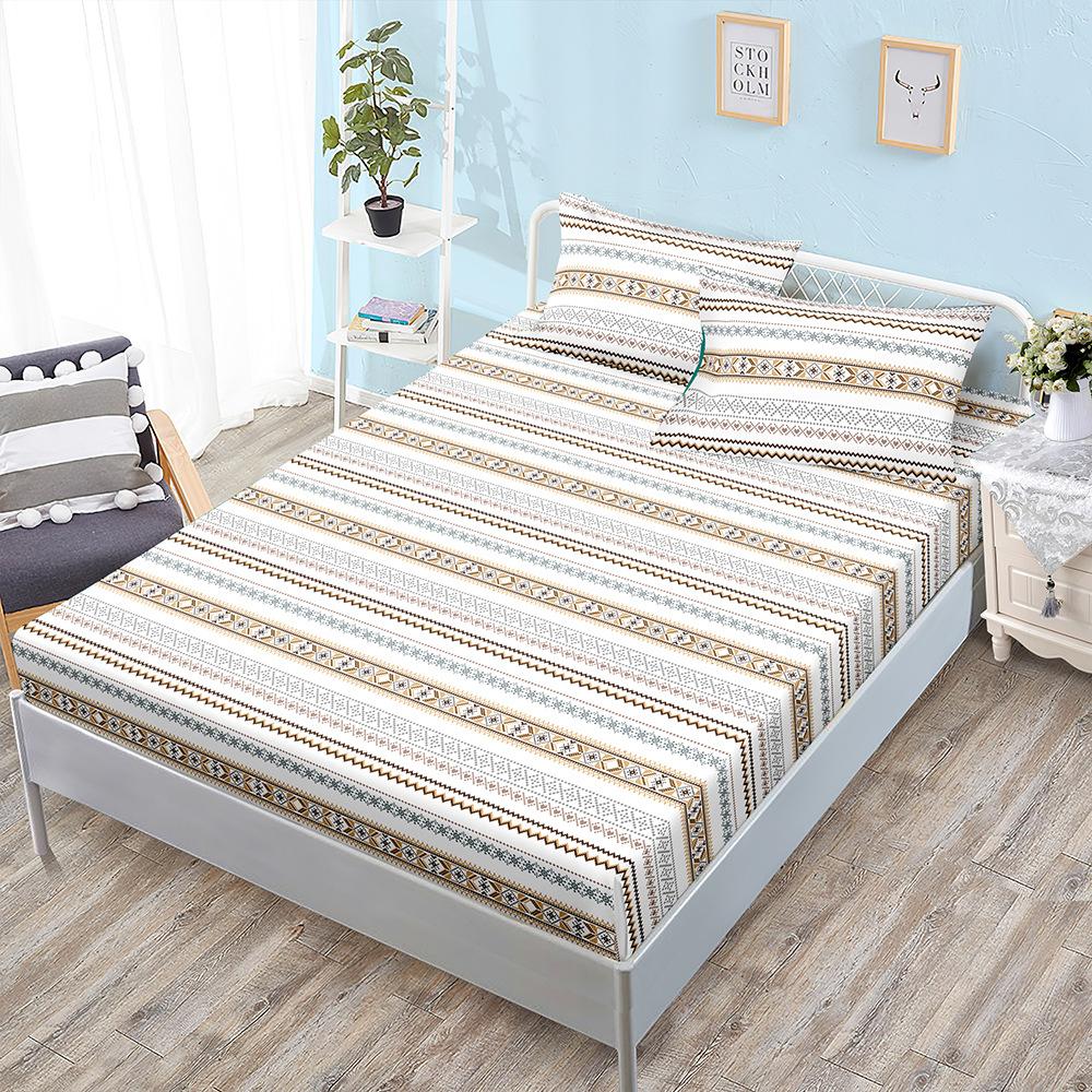 Three-Piece Mattress Mattress Cover Bohemian Simple Striped Wind Mattress Protective Cover