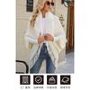 Poncho Châle Cape en Tricot avec Col en Fourrure et Franges pour Femme Vêtement d'Extérieur Chaud