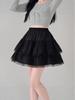 New Petite French Ballet A-line Fluffy Lace Pleated Skirt