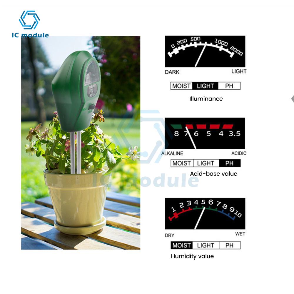 High Quality Humidity/PH value/light detection 3-in-one Soil PH Meter Sunlight Tester Garden Flowers Soil Moisture Sensor Meter