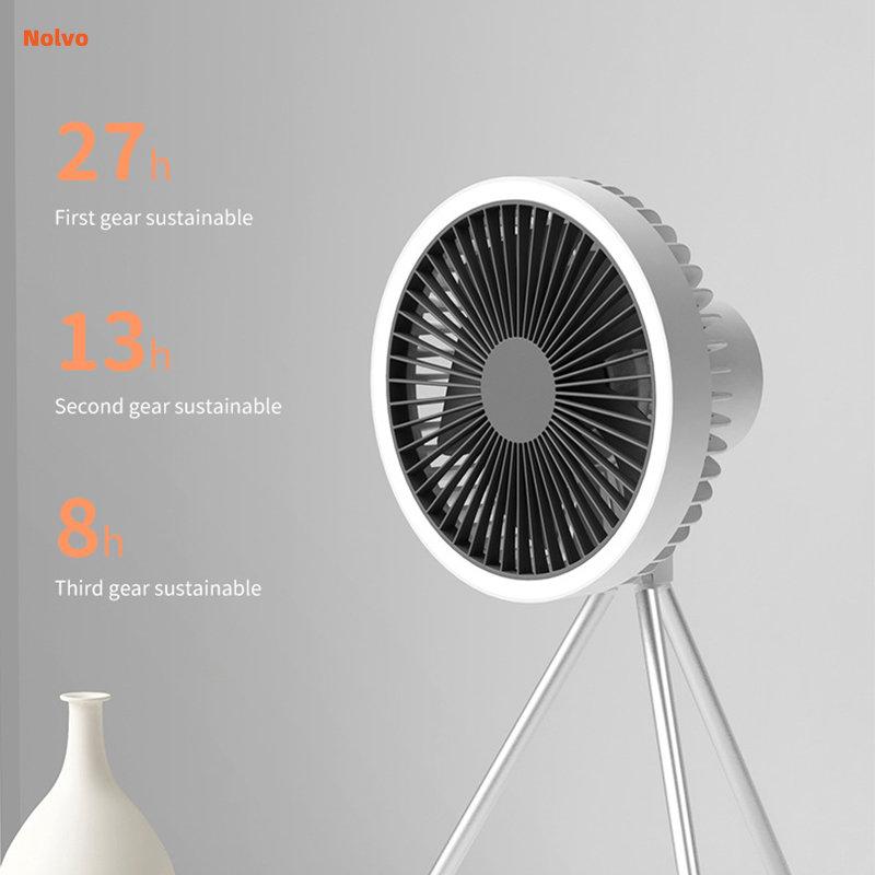 Portable Outdoor Mini Fan Tripod Stand Fan USB Rechargeable Desk Fan With Ring Led Night Light 1000mAh Camping Ceiling Fan