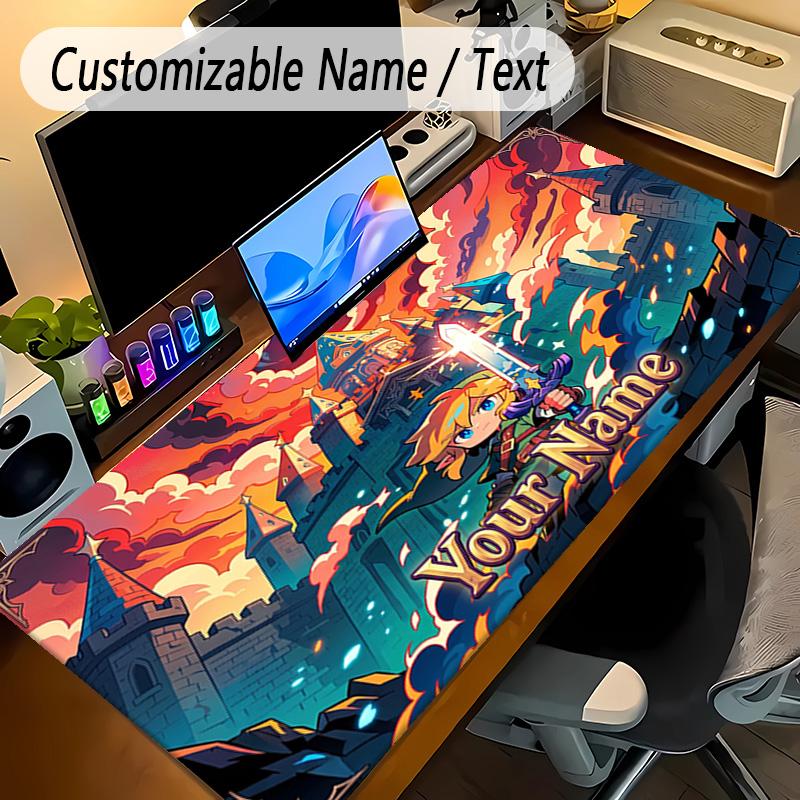 Large Mouse PadZelda Custom Name Text Personalized Desk Mat Non Slip Gaming Pad