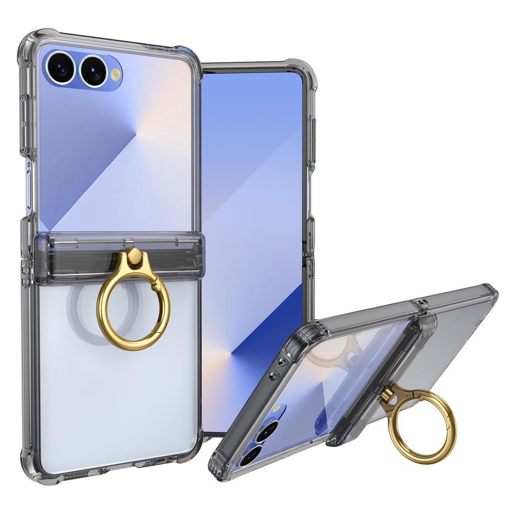 כיסוי תואם לסמסונג Z Flip7: מגן ארבע פינות נגד נפילות עם מעמד טבעת, מתאים ל-Flip6/5, הגנת ציר כרית אוויר