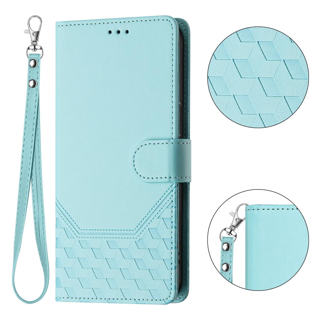For Realme P3 Pro 5G Case Imprinted Honeycomb RFID Blocking Leather Phone Cover with Strap