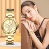 Women's Watch with Round Dial, Rainproof, Large Dial, Triple Lens, Stainless Steel, Bar Index, Quartz Movement, Adjustable, Gold Dial, Perfect Gift