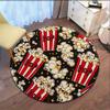 Popcorn Bucket Movie Night Entertainment Round Rug Cinema Snack Pattern Flannel Carpet For Home Theater Gaming RoomFunPopCulture