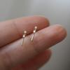 Gold-Plated S925 Sterling Silver Stud Earrings with Dual Cubic Zirconia - Retro French Design for Women