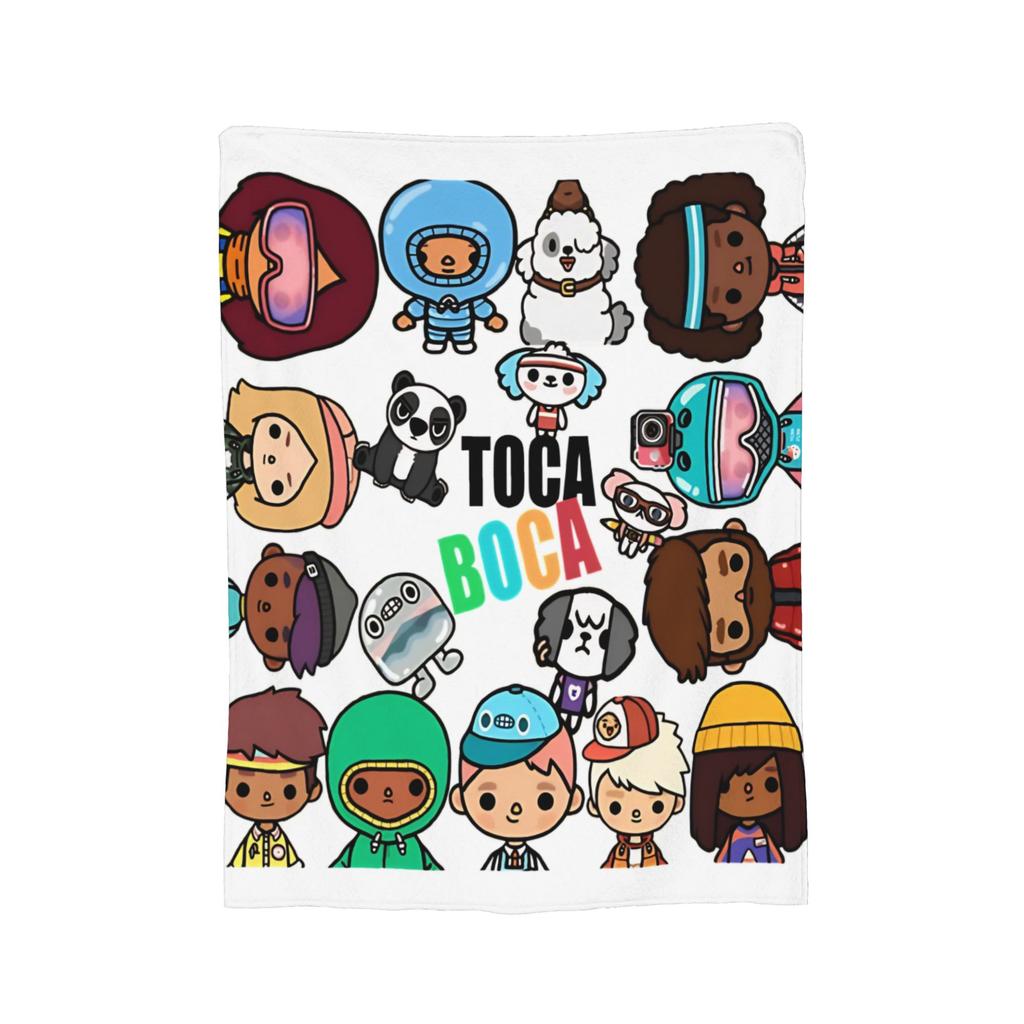 Toca Boca World Strickdecke Fleece Cartoon Spiele Super Weiche Überwurfdecken für Zuhause Couch Bett Teppich