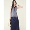 Summer Sleeveless Plaid Vest Small Top Women + Medium and Long Skirt Two-piece Set