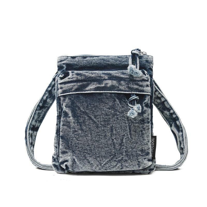 Washed Denim Crossbody Fashionable Phone Bag