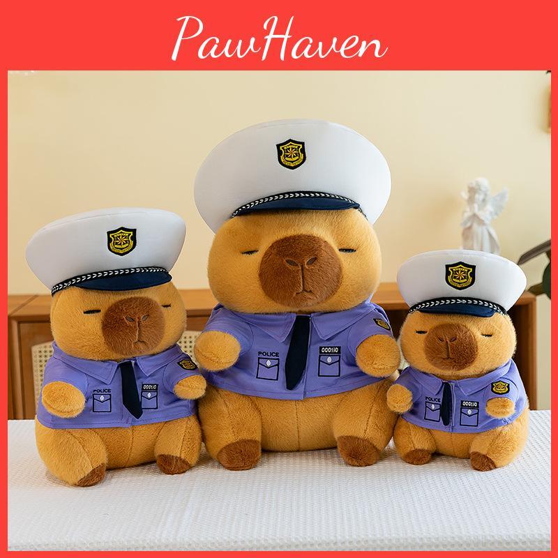 Cartoon Capybara Police Plush Toy Stuffed Animal Doll Decorations Gift Kids