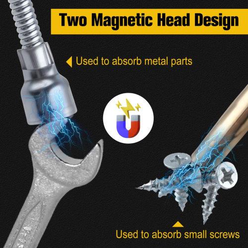 LEONTOOL Magnetic Pickup Tool, Set of 2, Large and Small, Flexible, 360 Rotating, Bendable, Powerful Magnet Rod, 0.5kg Suction Force, for Picking Scr