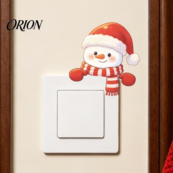 Decorative Socket Cover Christmas Snowman Switch Stickers, PVC Waterproof Light Decals for Square Power Switches & Cute Room Wall Art Panels,
